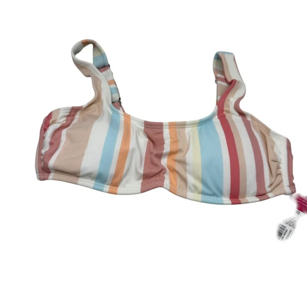 Xhilaration Women's Striped Bikini Top Size S‎ Coral Peach Blue White
